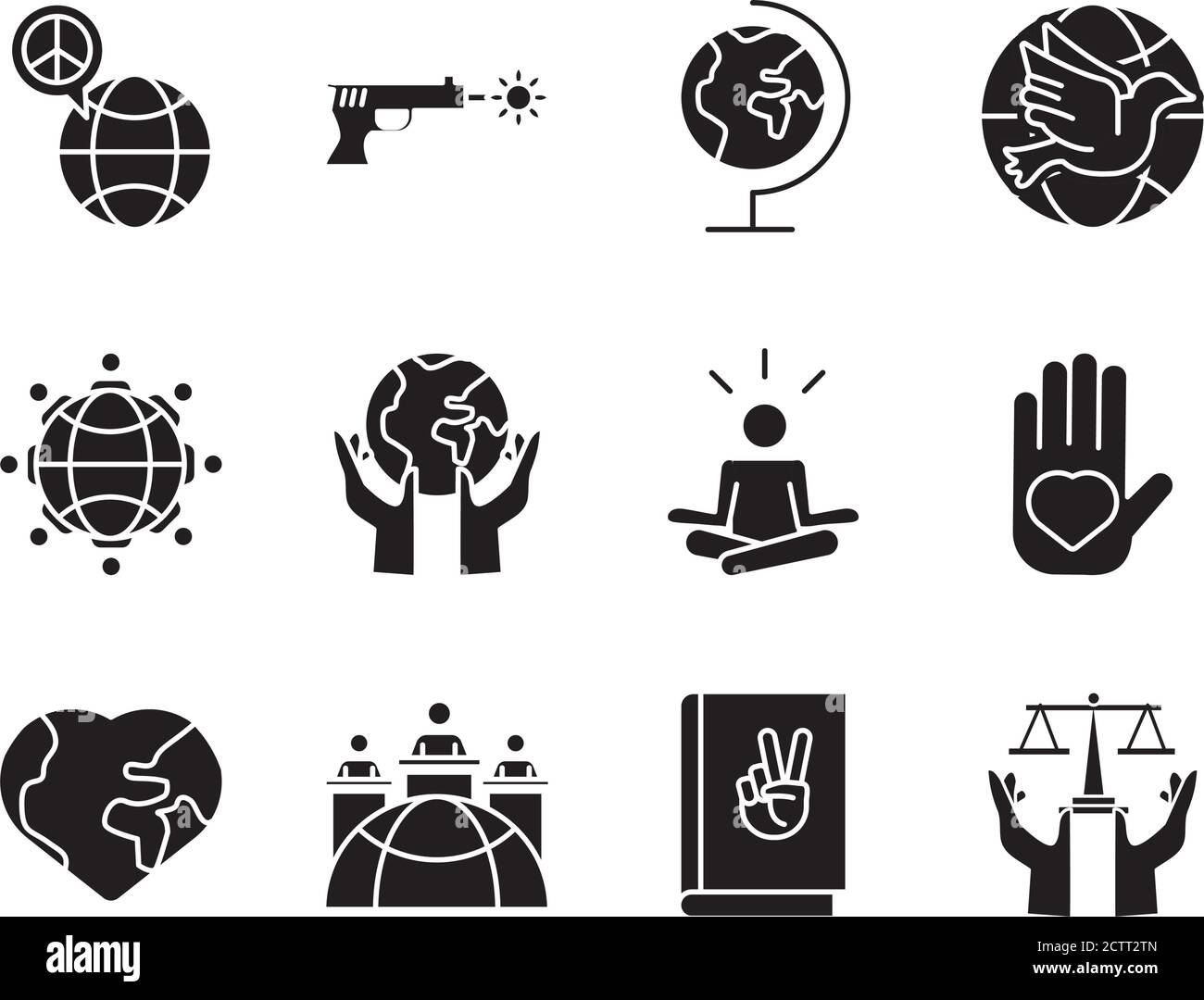 bundle of nine human rights style silhouette set icons vector ...