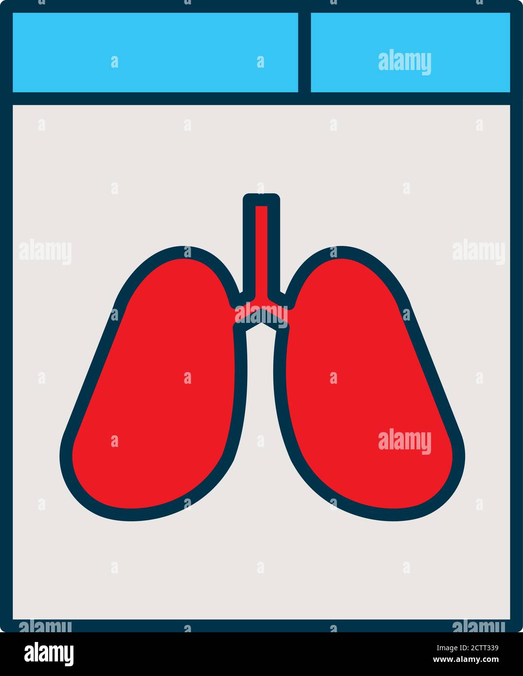 lungs xray icon over white background, line and fill style, vector ...