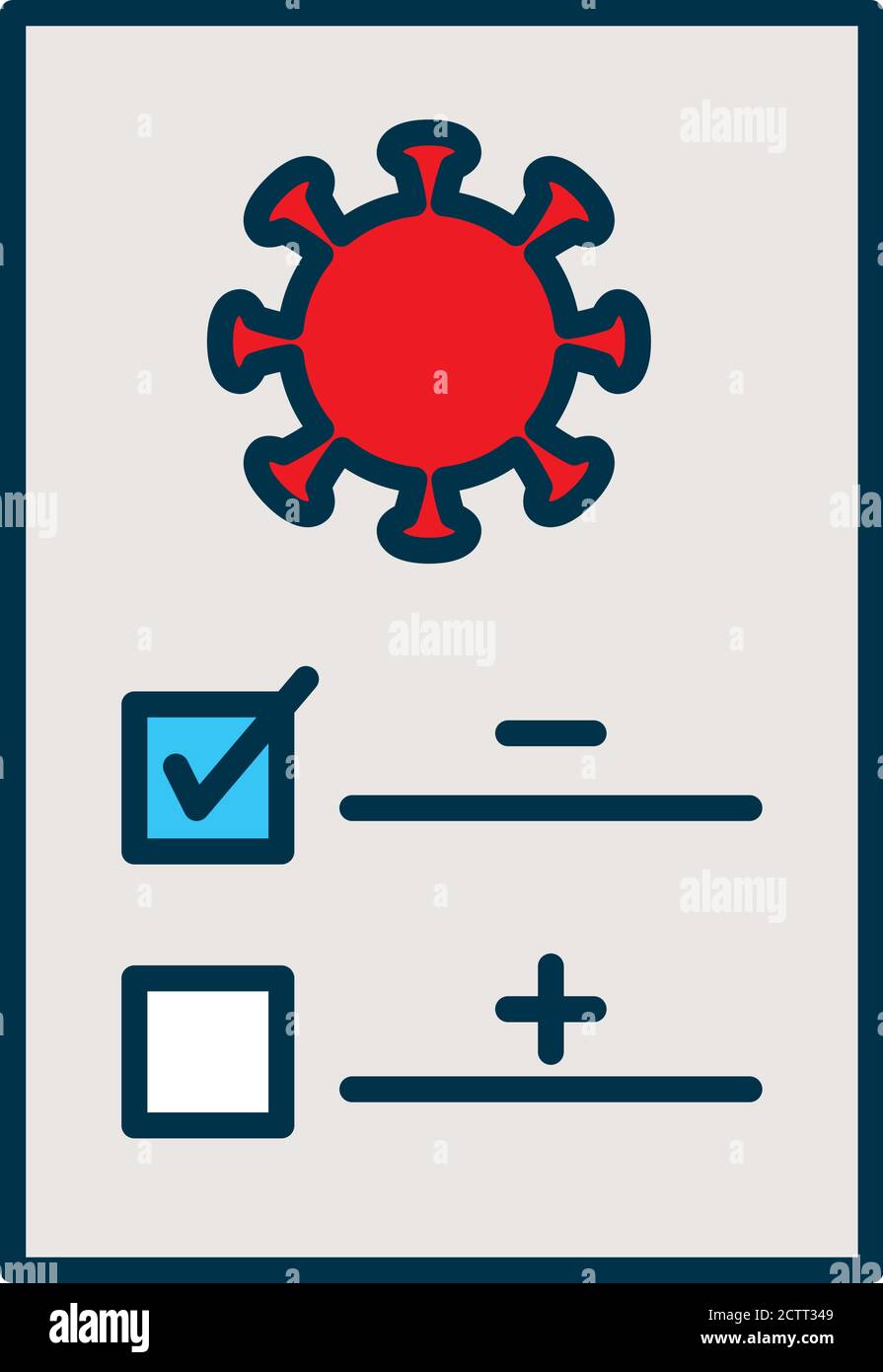 covid test document icon over white background, line and fill style ...