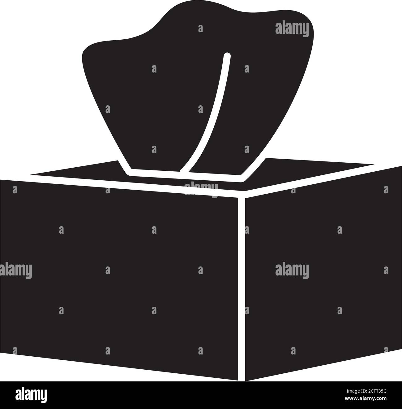 tissue box icon over white background, silhouette style, vector illustration Stock Vector Image