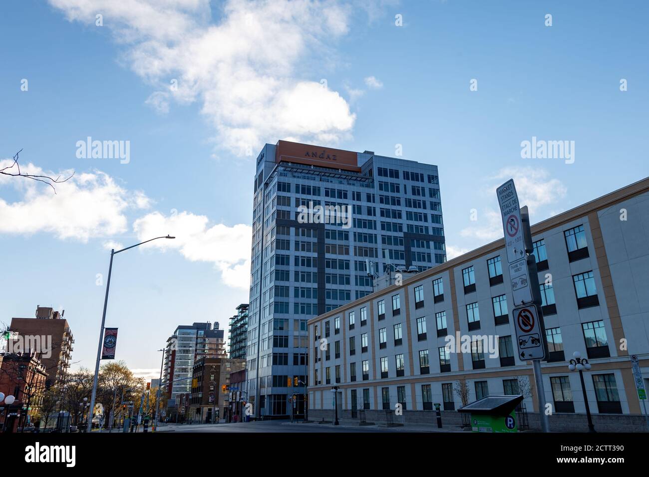 The Andaz Hotel in the ByWard Market district of Ottawa, Ontario, Canada in May 2020. Stock Photo