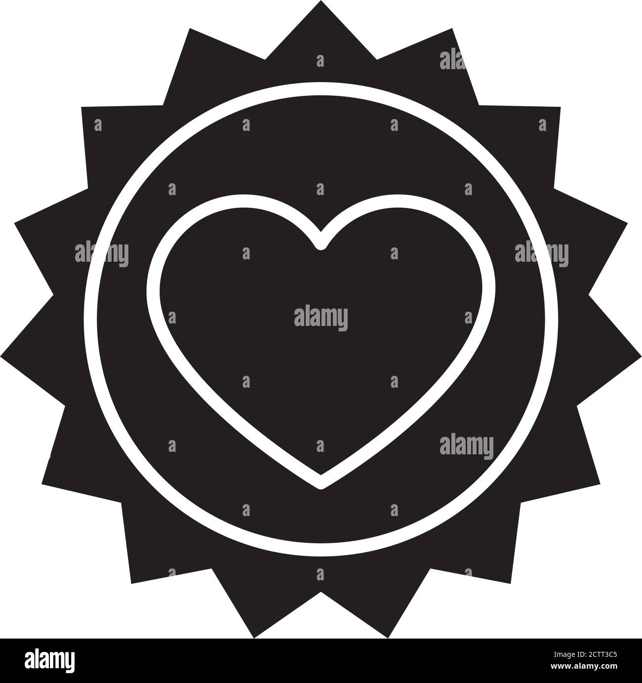 seal with heart icon over white background, silhouette style, vector ...