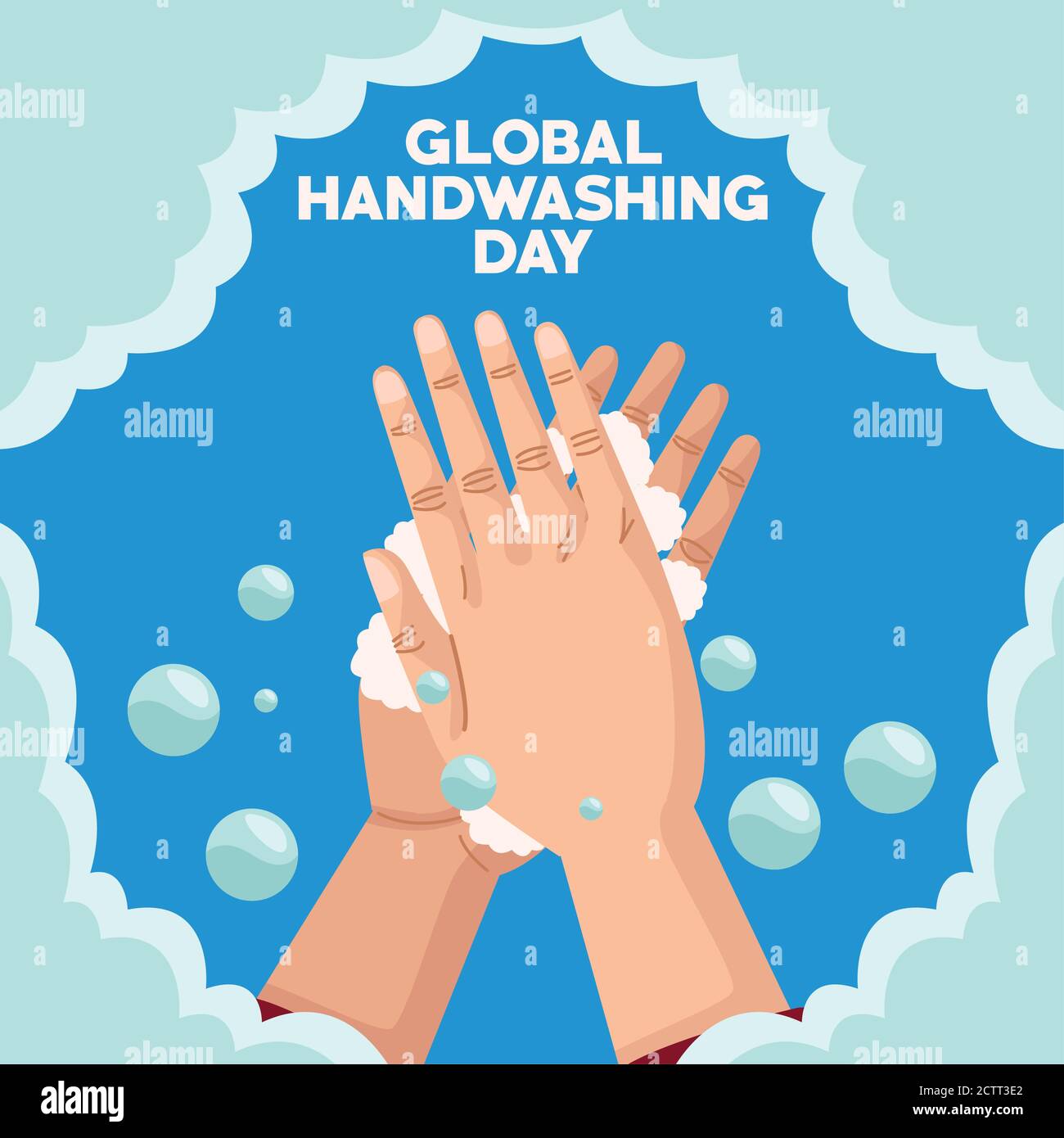 global handwashing day campaign with hand and soap bar vector ...