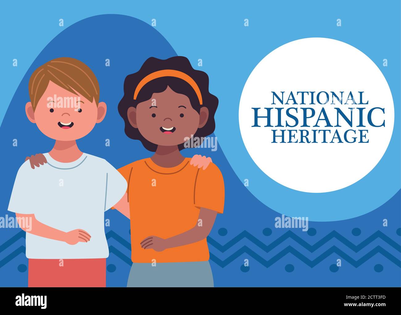 national hispanic heritage celebration with interracial couple and lettering vector illustration design Stock Vector