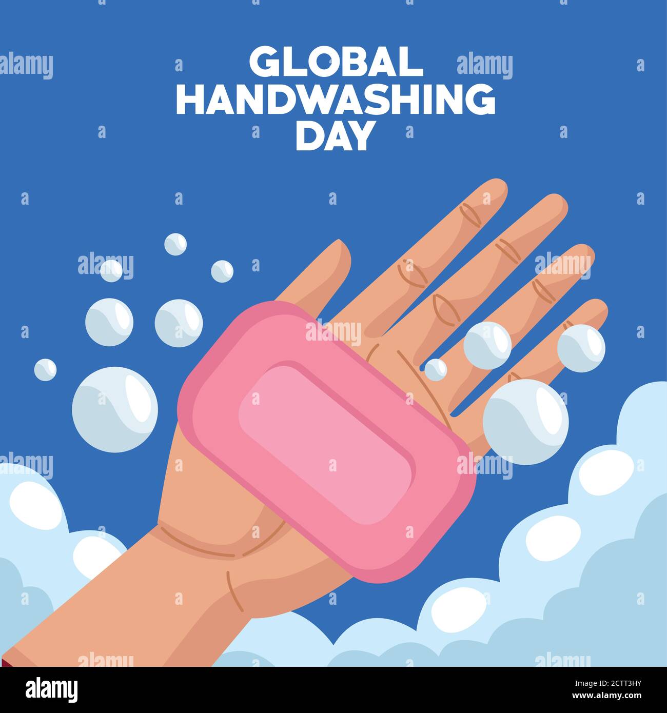global handwashing day campaign with hand and soap bar vector ...