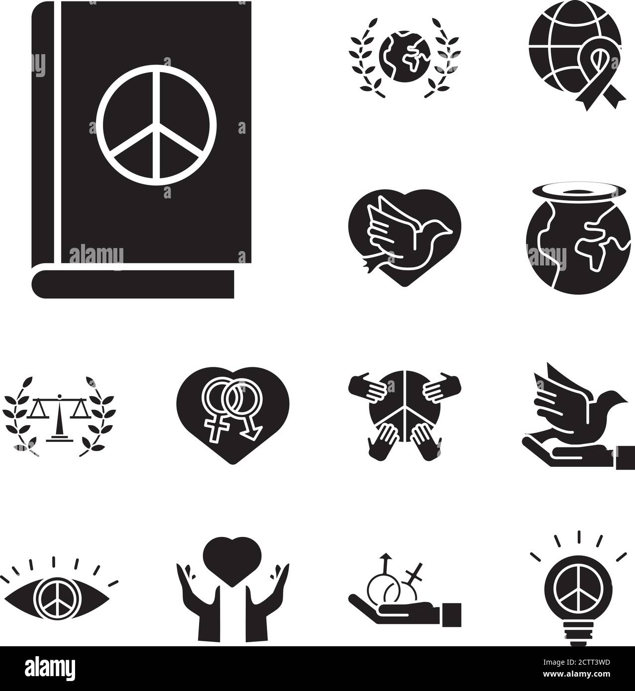 bundle of sixteen human rights silhouette style set icons vector ...