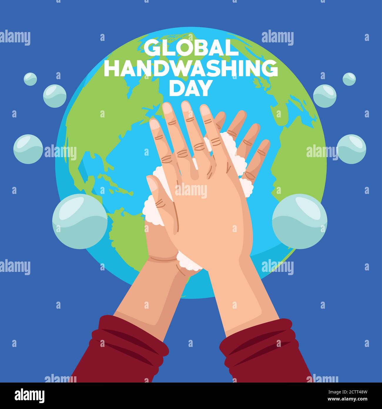 Global Handwashing Day Campaign With Hands And Foam In Earth Planet Vector Illustration Design