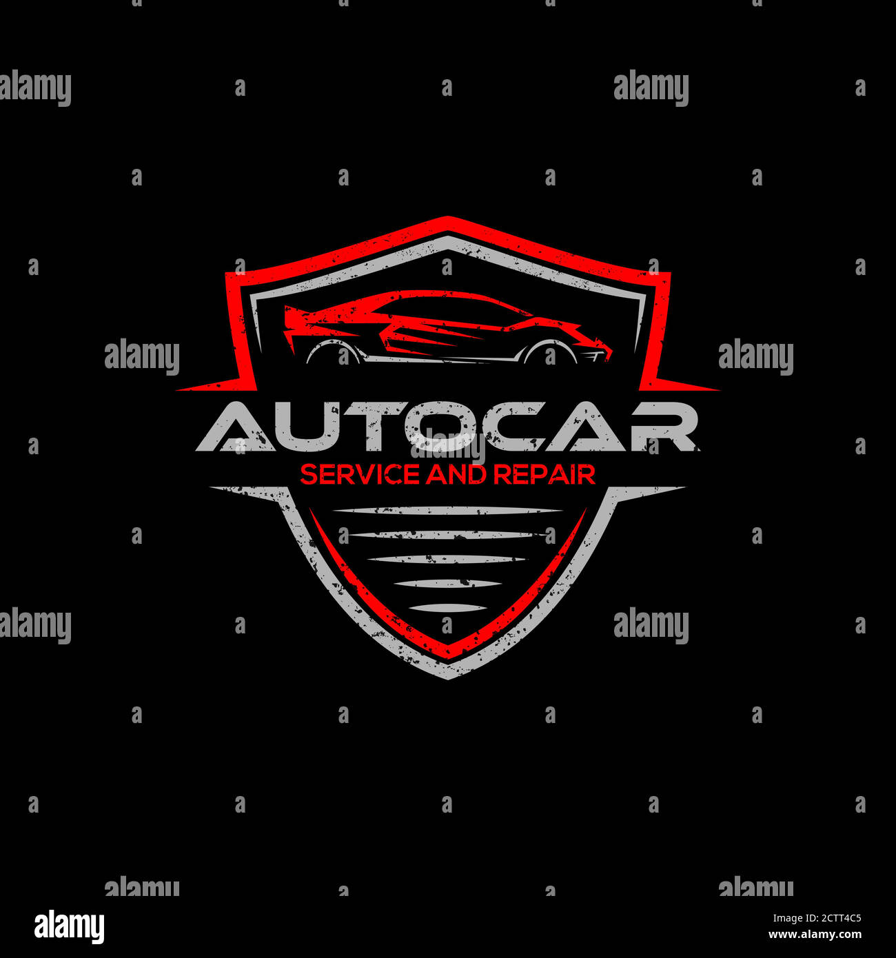 auto modification car logo badge design vector with rustic style Stock Vector