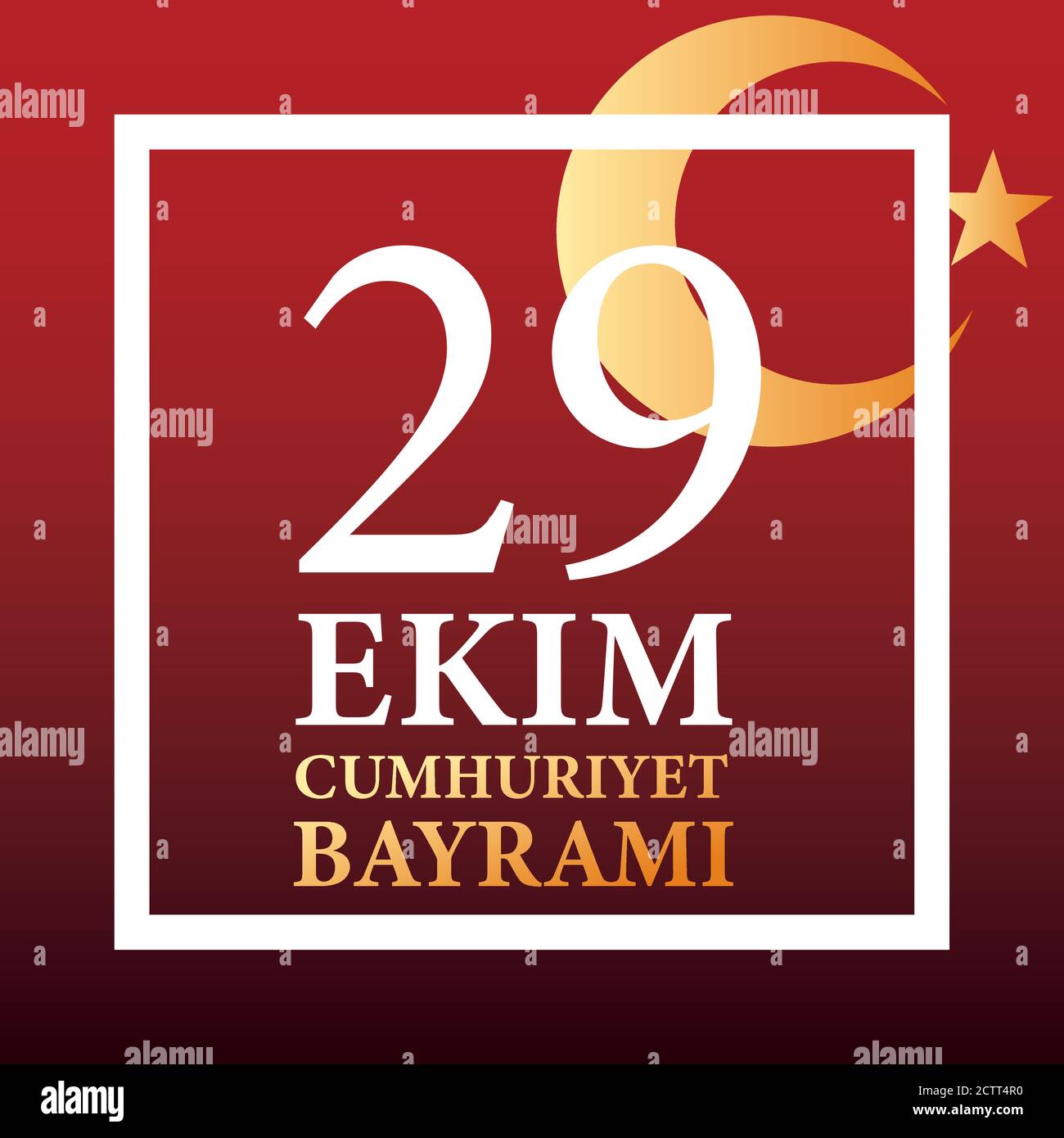 29 ekim cumhuriyet bayrami in frame with turkish moon with star design, Turkey and republic theme Vector illustration Stock Vector