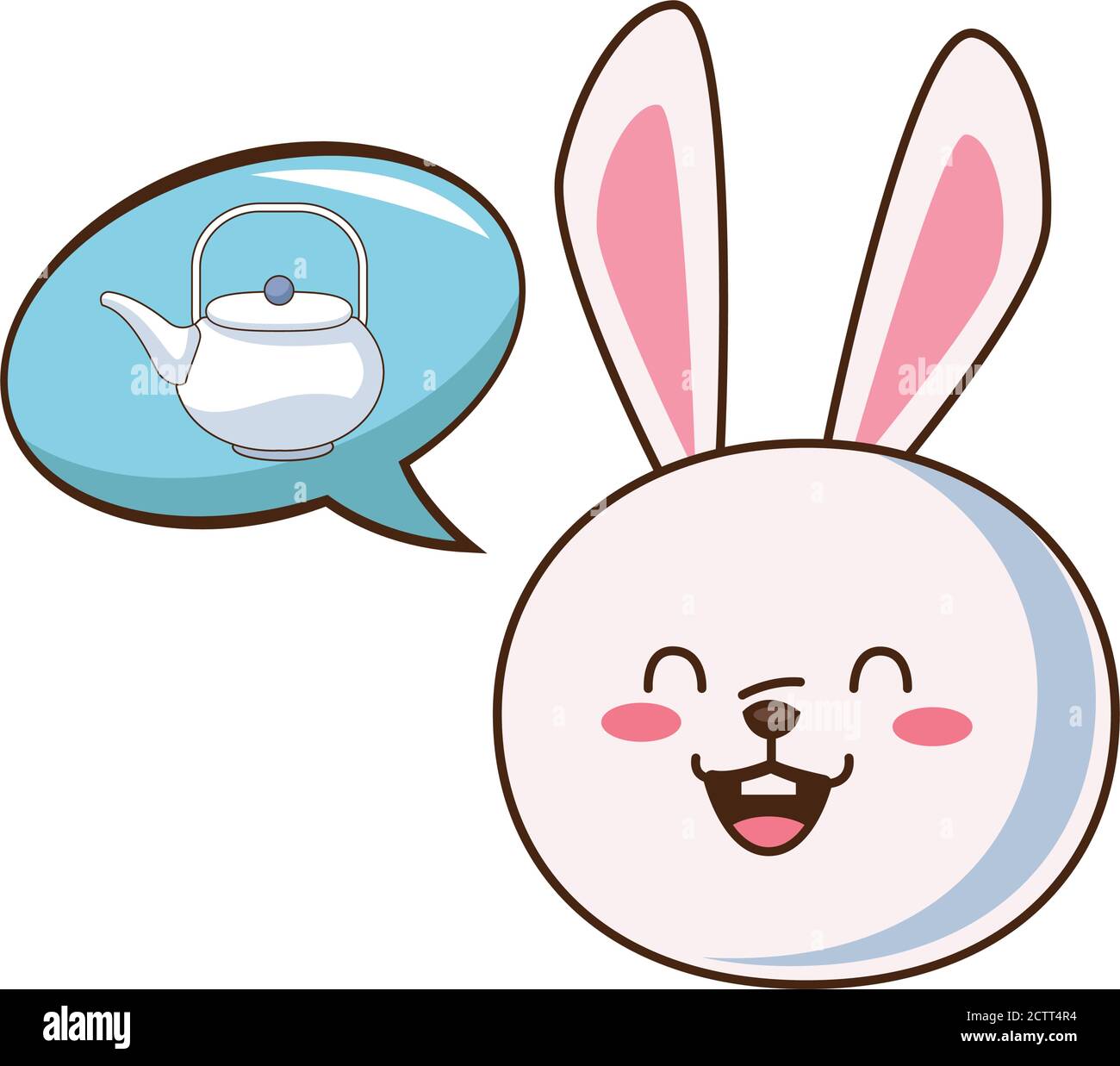 Character cute rabbit in a ceramic tea kettle Vector Image