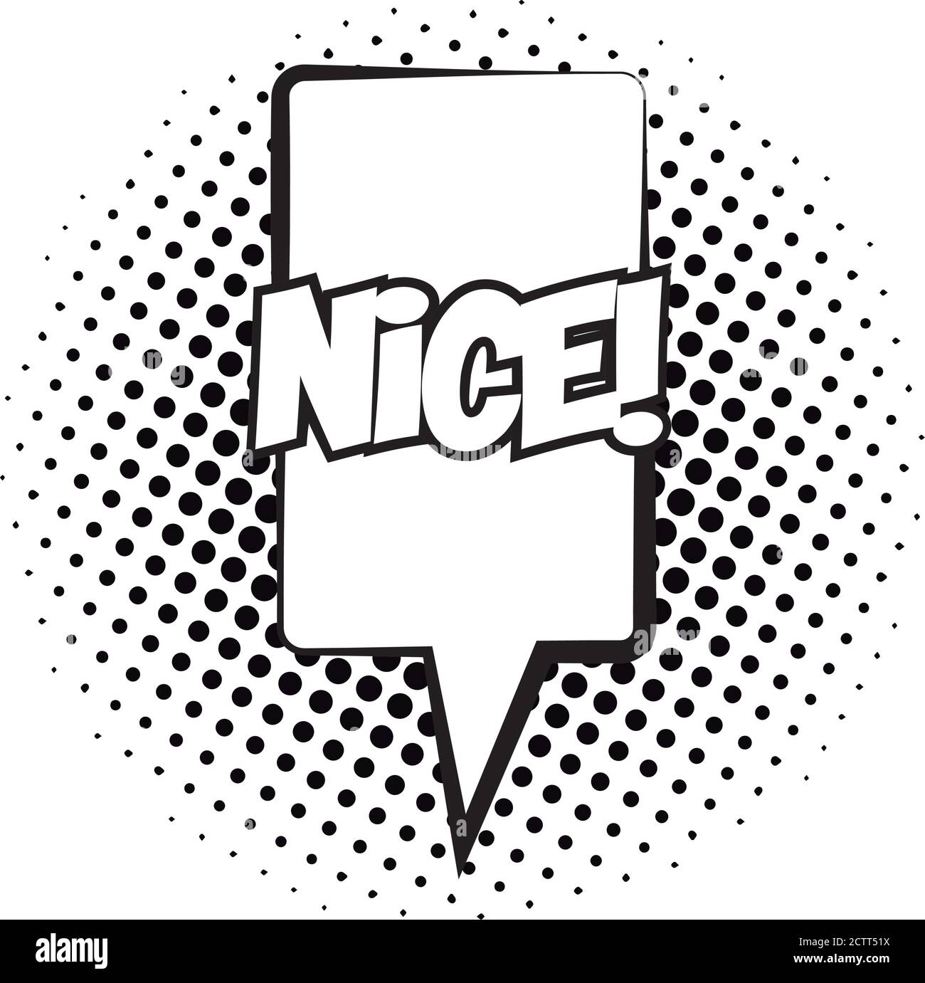 speech bubble with nice word pop art line style vector illustration ...