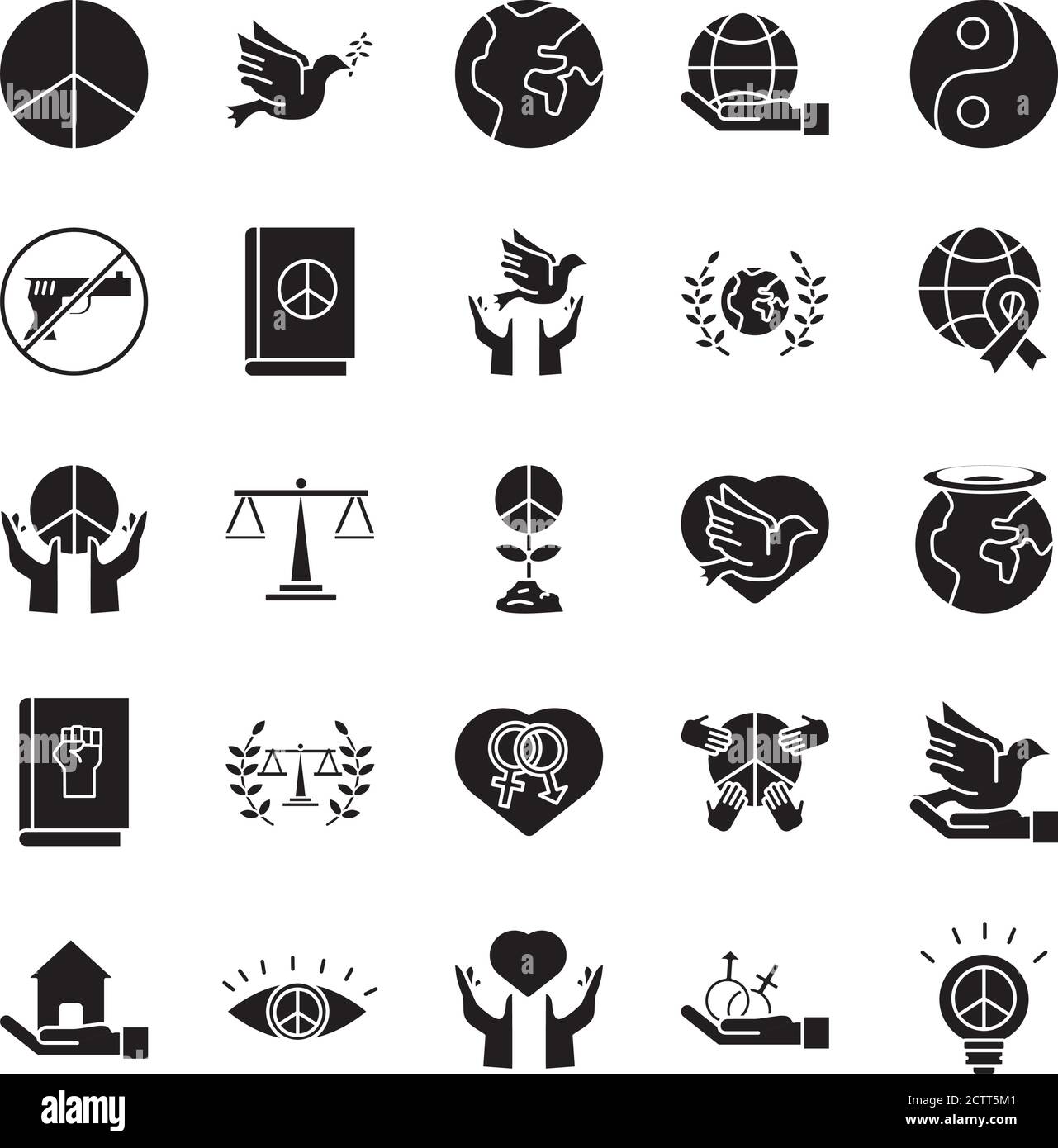 bundle of seventeen human rights silhouette style set icons vector ...