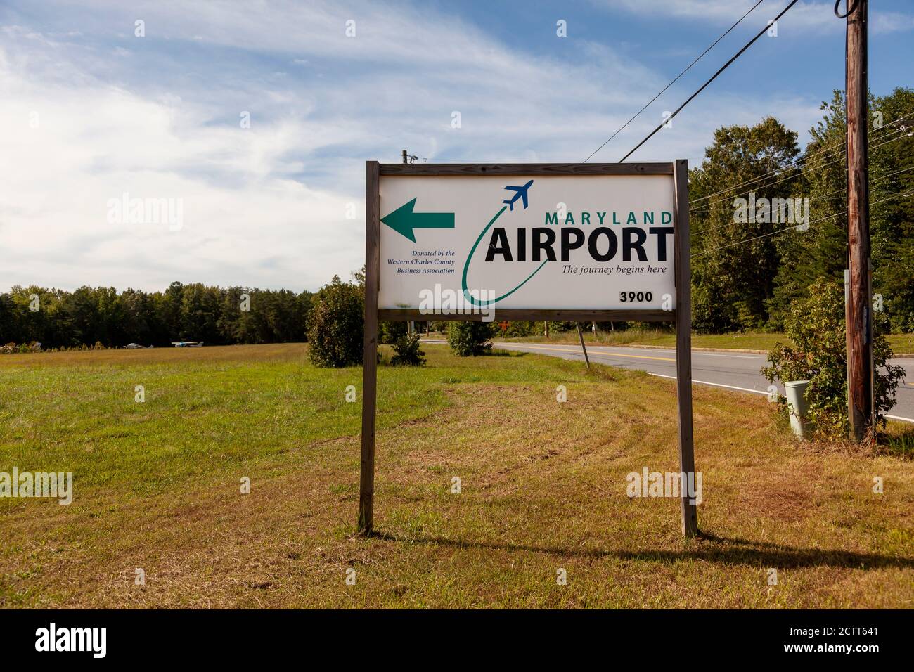 Indian Head, MD, USA 09/19/2020 Entrance of Maryland Airport (2W5) , privately owned public use
