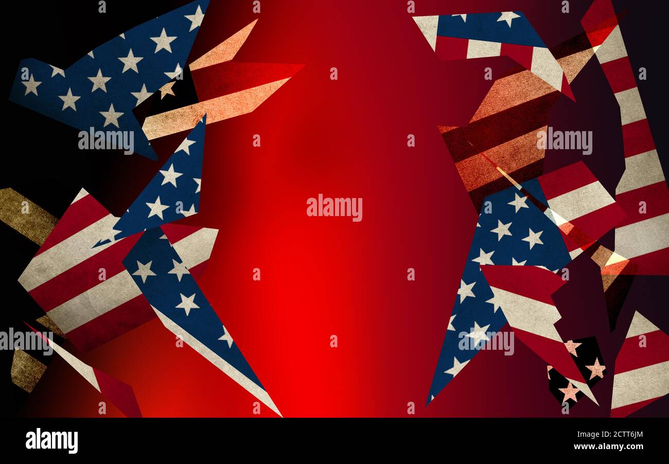 Parts of American flag against red background Stock Photo Alamy