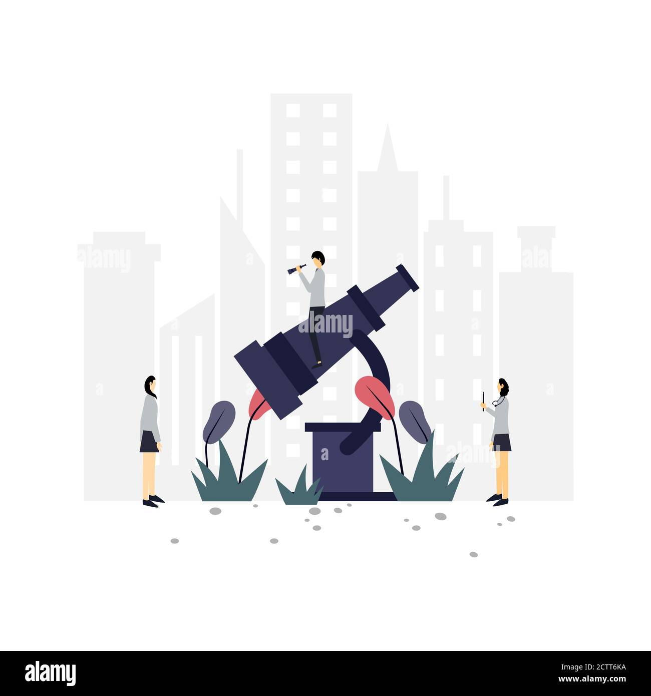 Microscope flat illustration.Vector design template.Suitable for landing page, ui, website, mobile app, editorial, poster, flyer, article, and banner. Stock Vector