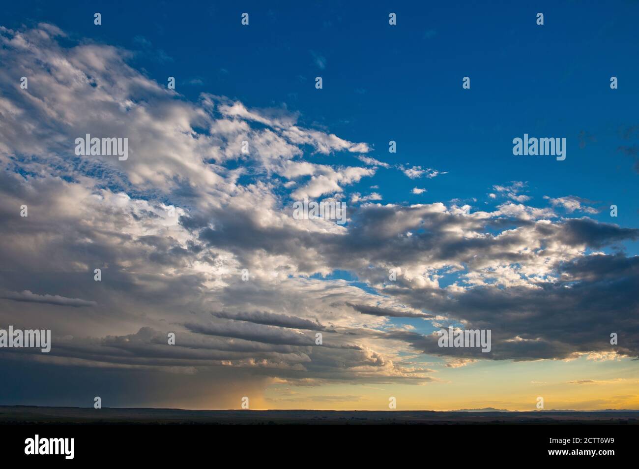 USA, South Dakota, Sunset with parting sun over prairie Stock Photo
