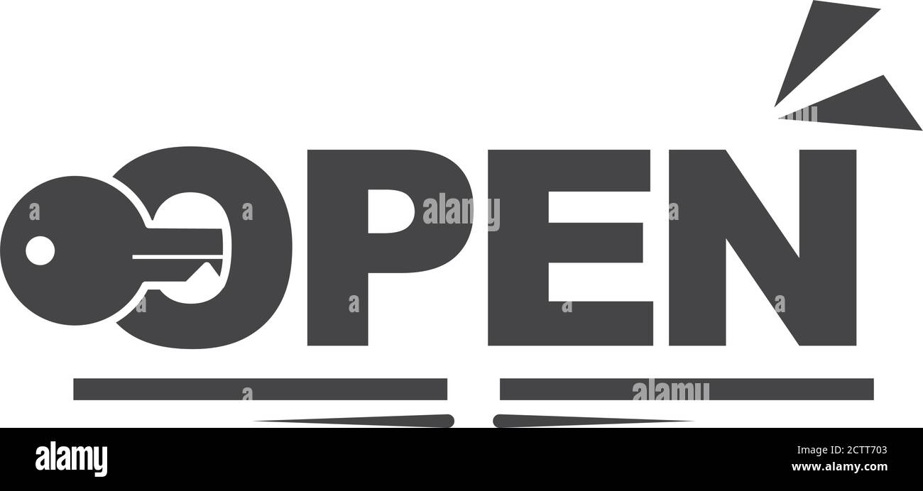 key on open lettering isolated design vector illustration silhouette ...