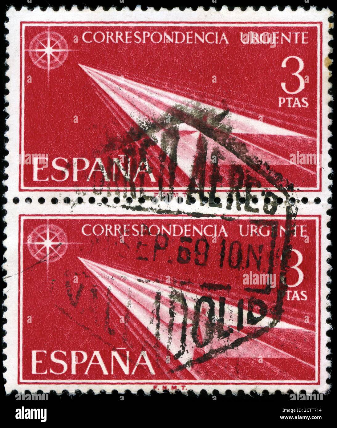 Postage stamps from Spain in the Express Post Airplane series issued in 1965 Stock Photo Alamy