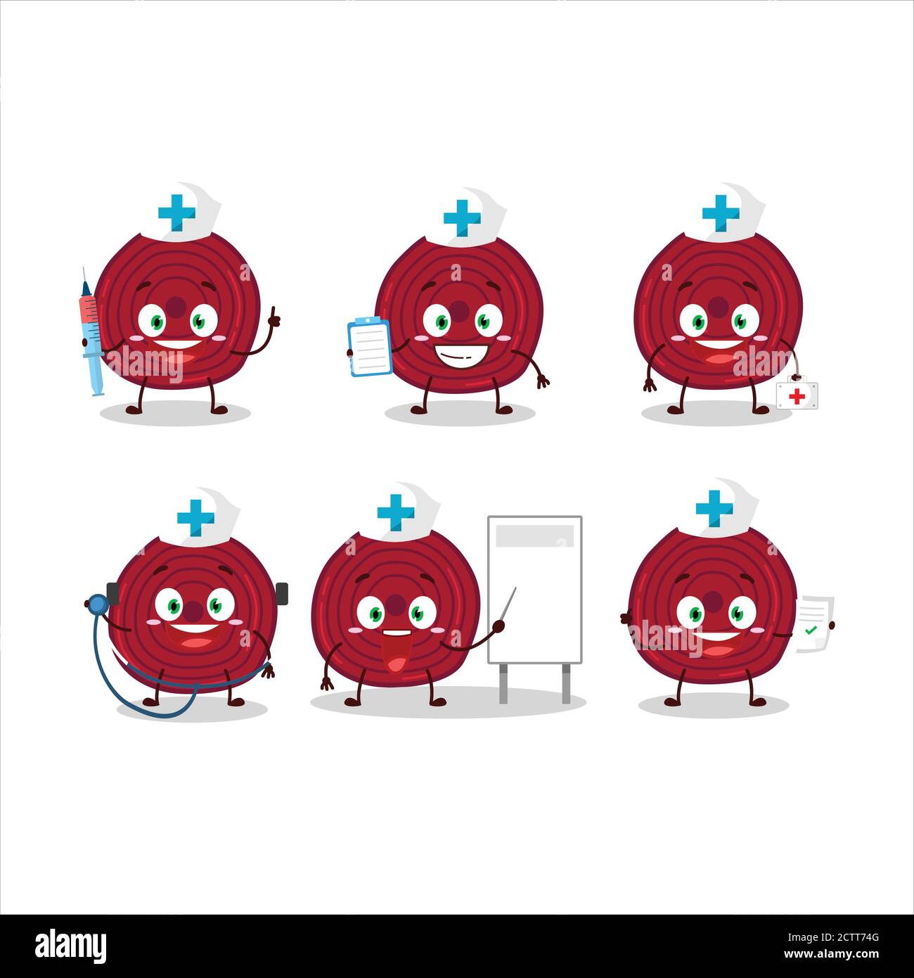 Doctor profession emoticon with slice of beet root cartoon character ...