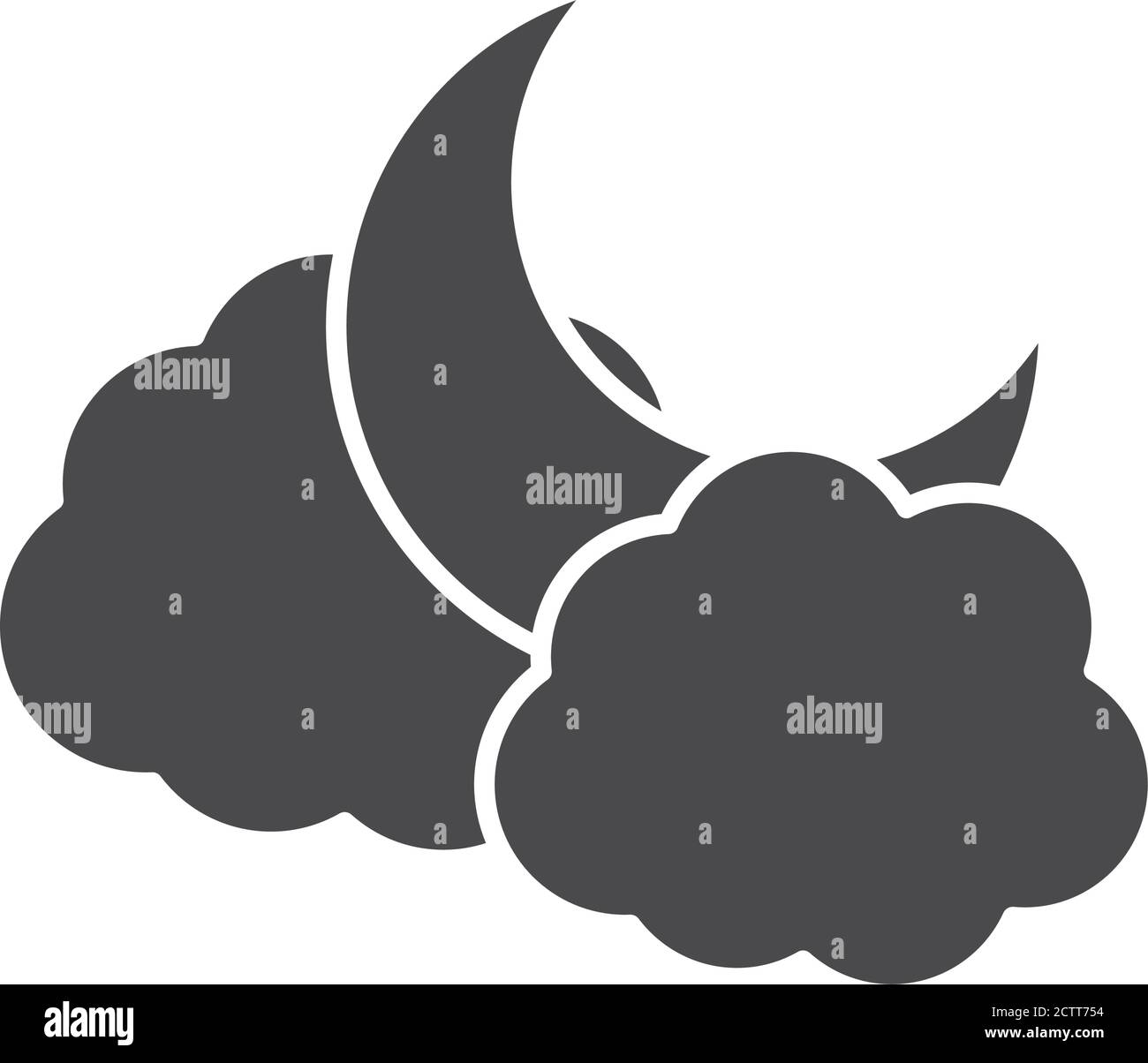 half moon clouds sky weather vector illustration silhouette icon style ...