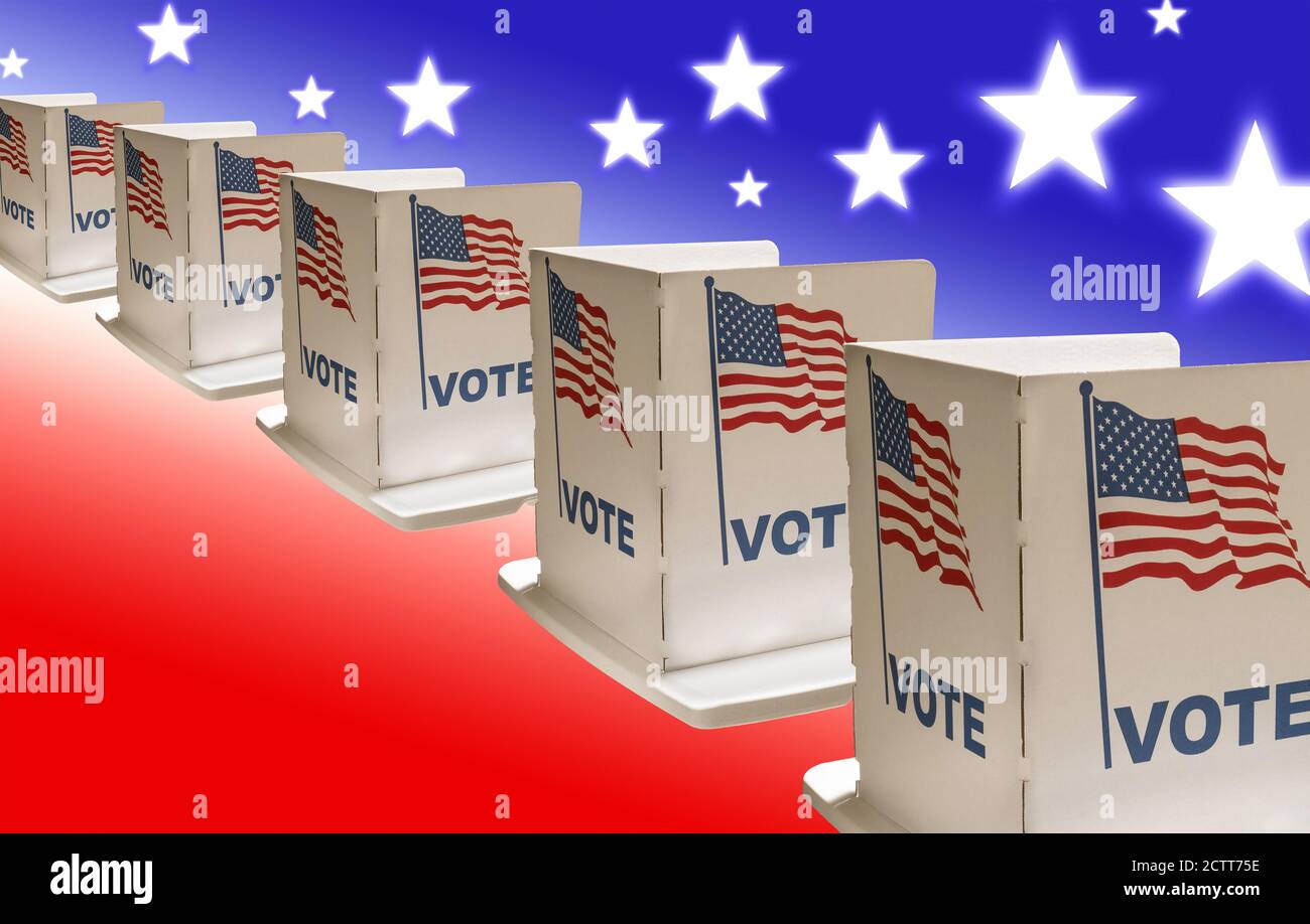Row of voting booths Stock Photo