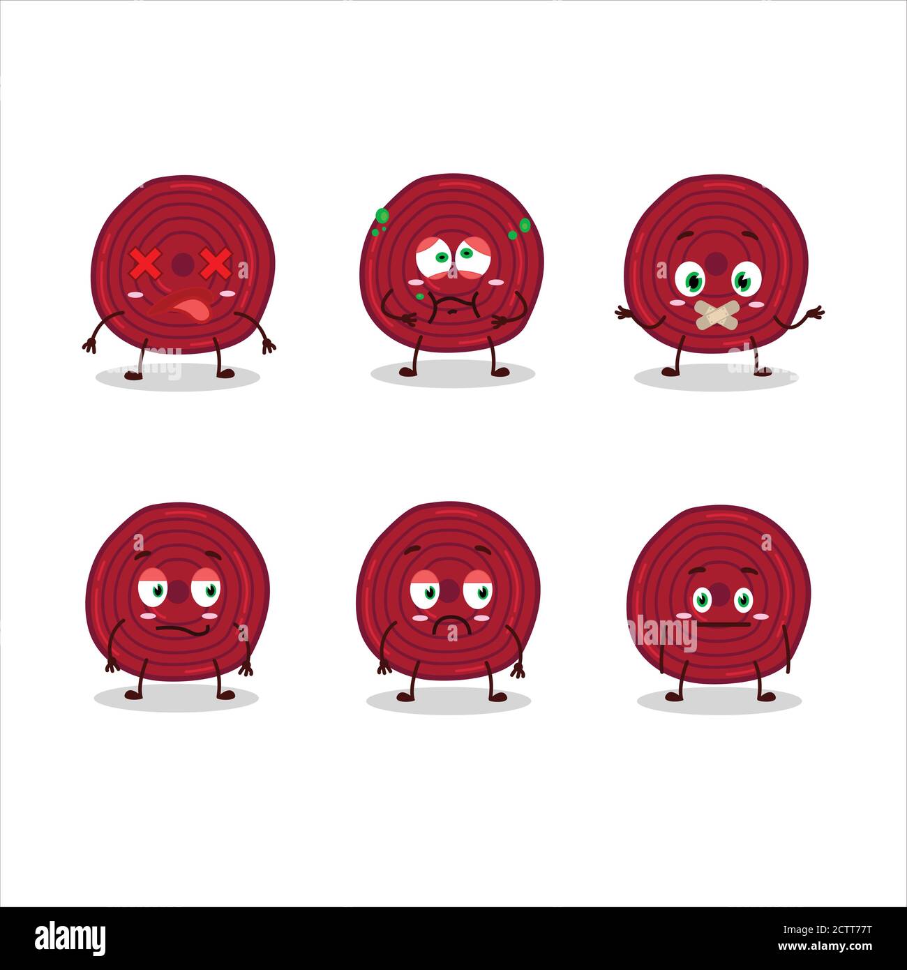 Slice of beet root cartoon character with nope expression Stock Vector