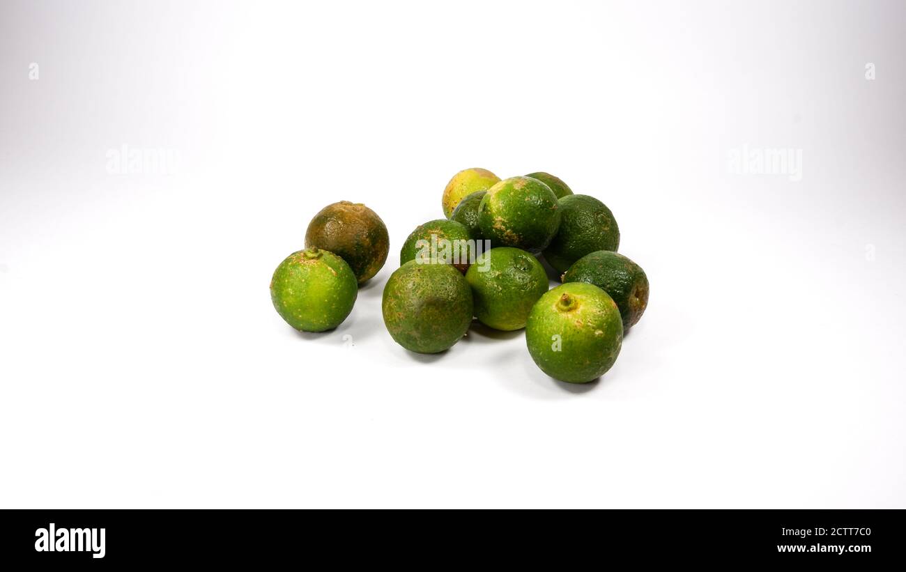 Group of calamansi golden lime on white background Stock Photo