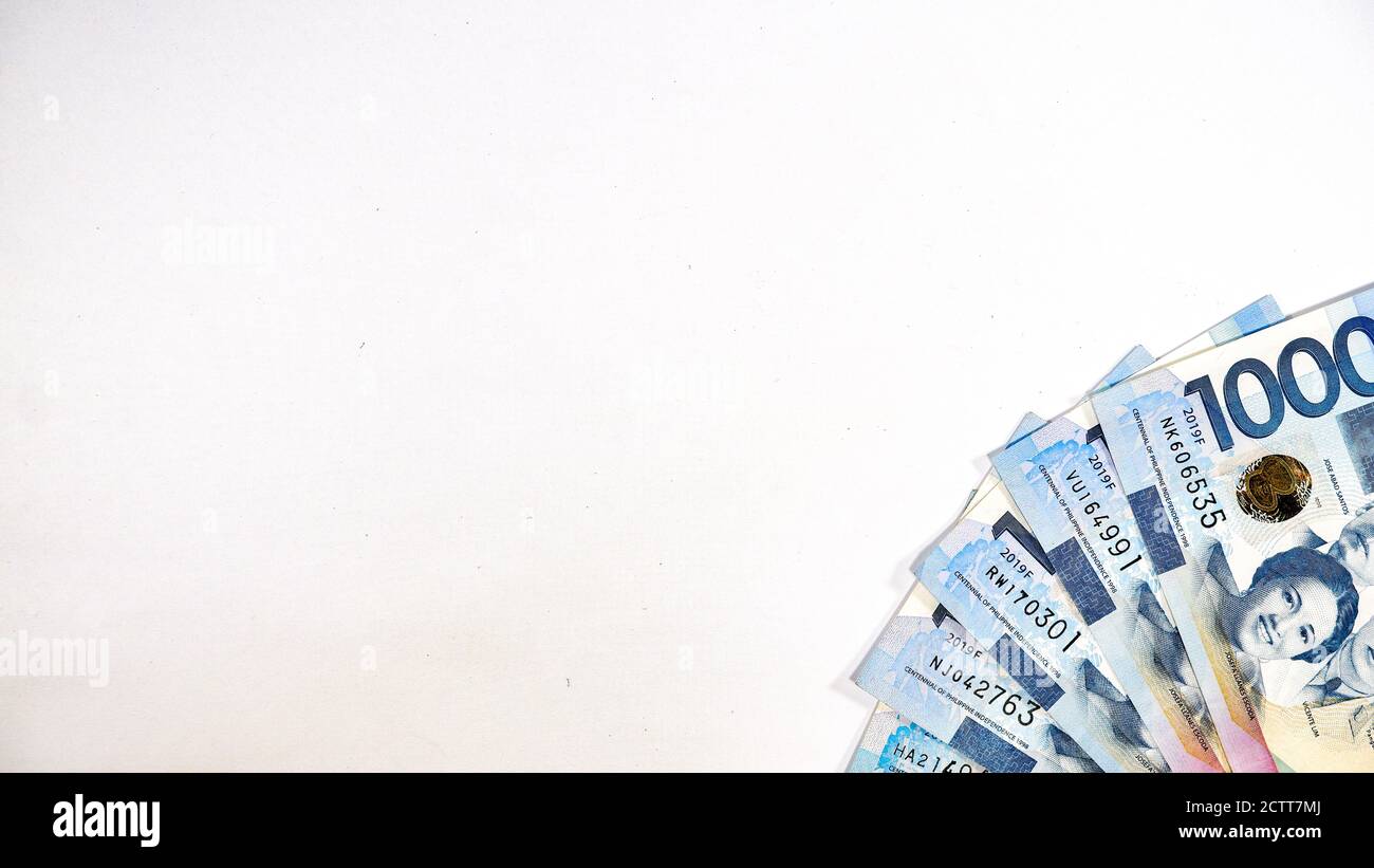 Philippine Peso Bills on white background Stock Photo