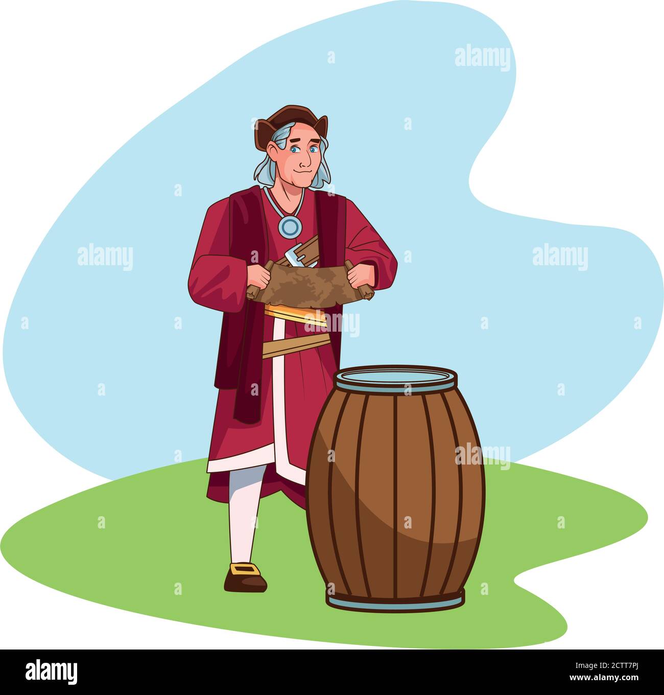 Christopher Columbus with paper map character vector illustration design Stock Vector