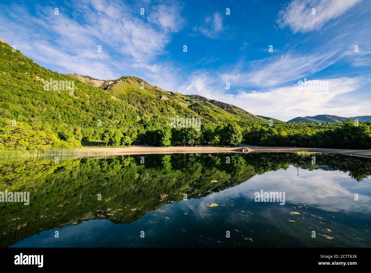 USA, Utah, Salem, Landscape with lake and mountains Stock Photo - Alamy