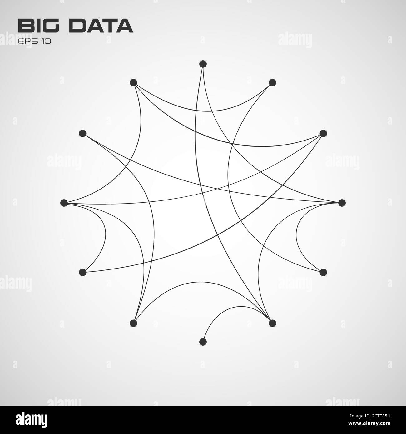 Big data. Visualization of algorithms with arc lines connection and ...