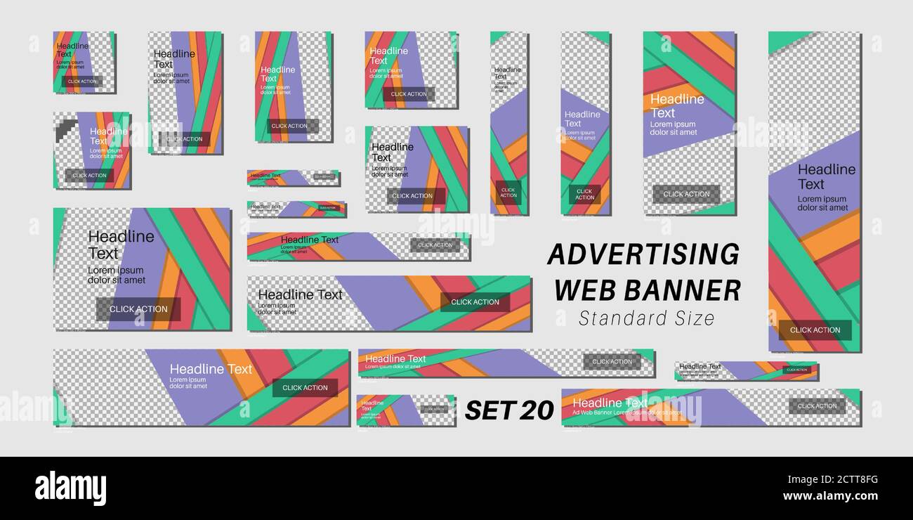 Vector ad web banner with standard size. design template for your