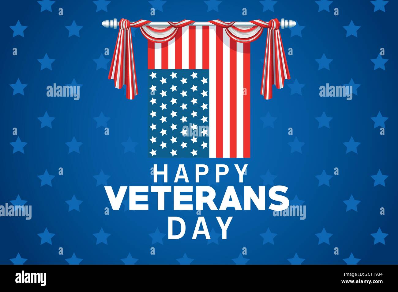 happy veterans day lettering with usa flag hanging vector illustration ...