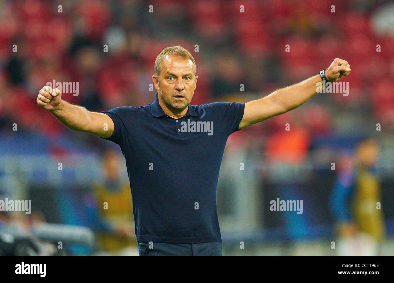 Budapest, Hungary, 24th September 2020.   Trainer Hansi FLICK (FCB), team manager, headcoach, coach,  jubel in the Final UEFA Supercup match FC BAYERN MUENCHEN - FC SEVILLA  in Season 2019/2020, FCB, Munich, © Peter Schatz / Alamy Live News    - UEFA REGULATIONS PROHIBIT ANY USE OF PHOTOGRAPHS as IMAGE SEQUENCES and/or QUASI-VIDEO -  National and international News-Agencies OUT Editorial Use ONLY Stock Photo