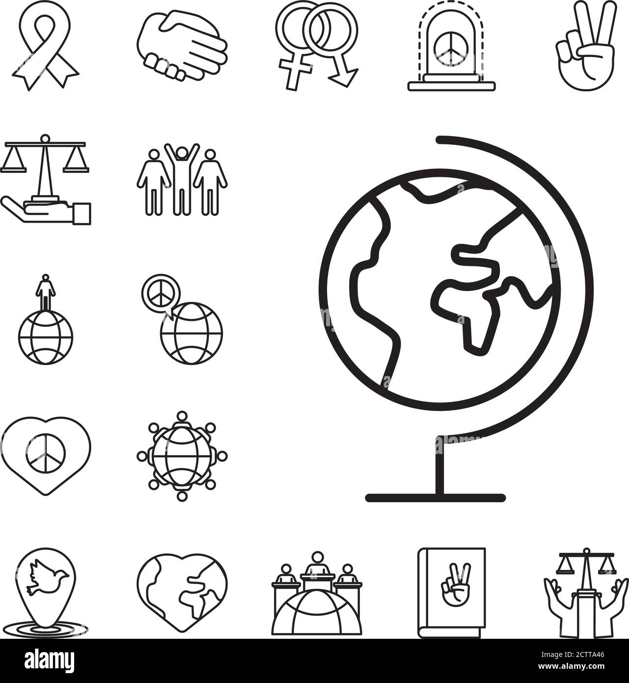 bundle of seventeen human rights line style set icons vector ...