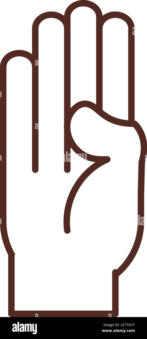 sign language hand gesture indicating b letter vector illustration line ...