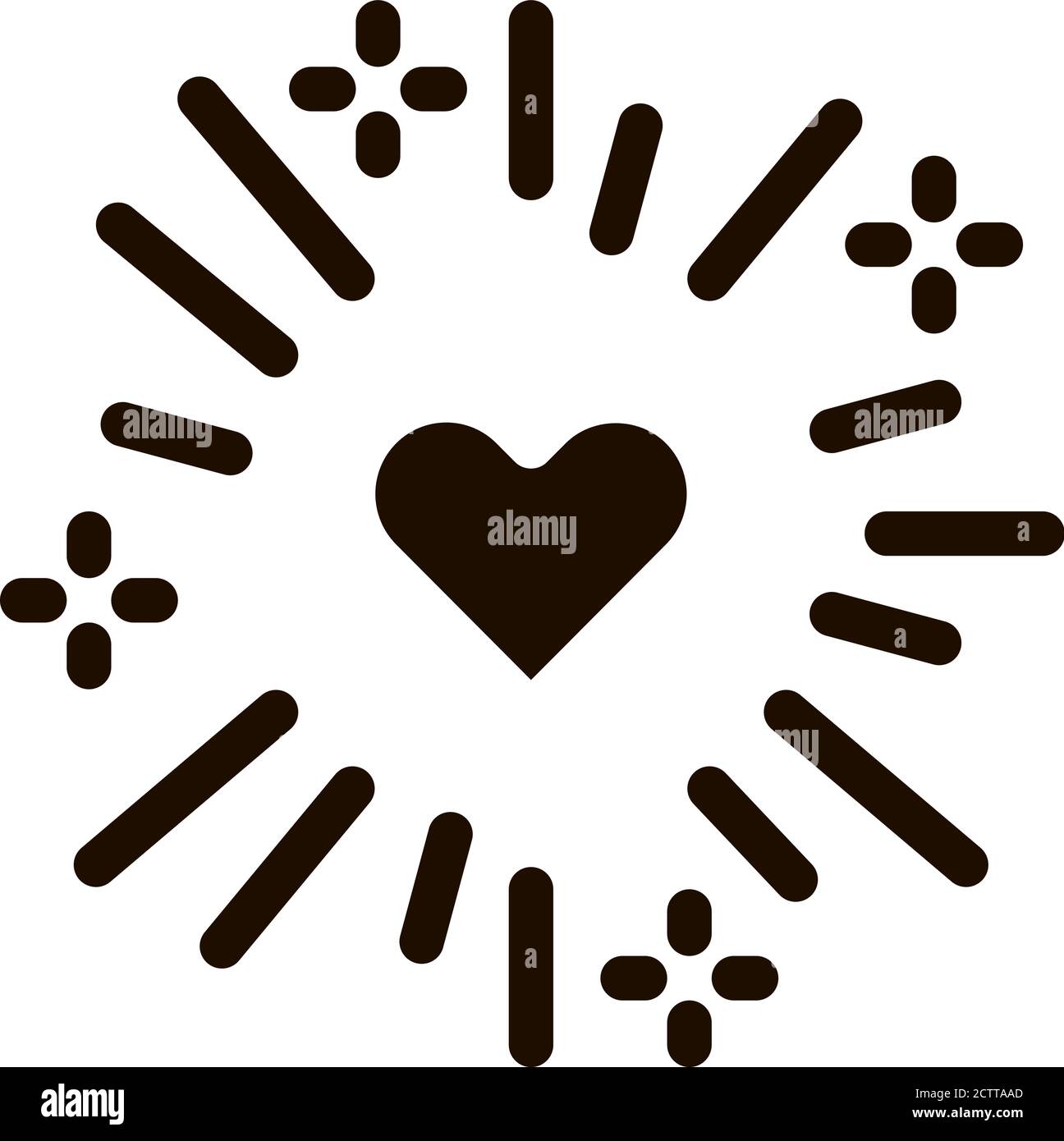 Heart And Firework Wedding glyph icon Stock Vector