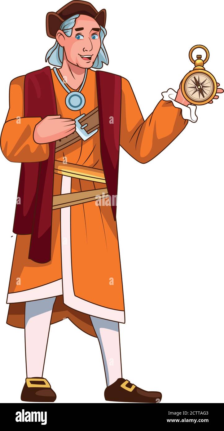 Christopher Columbus with compass character vector illustration design Stock Vector