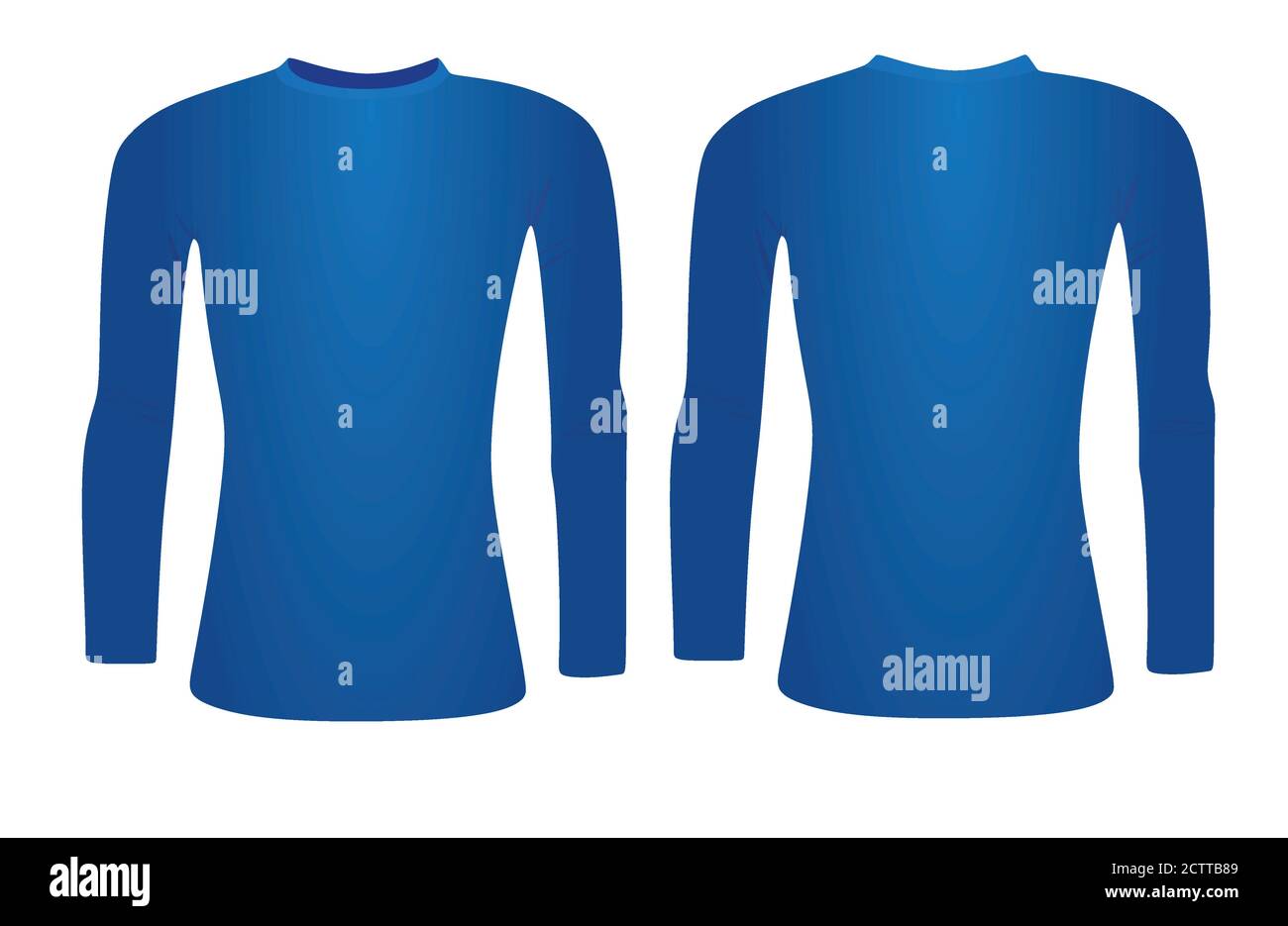 Blue base layer long sleeve t shirt. vector Stock Vector