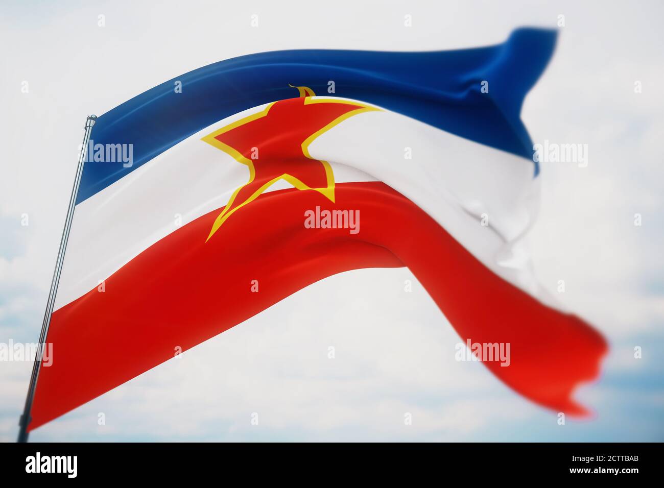 Waving flags of the world flag of Yugoslavia. Shot with a shallow