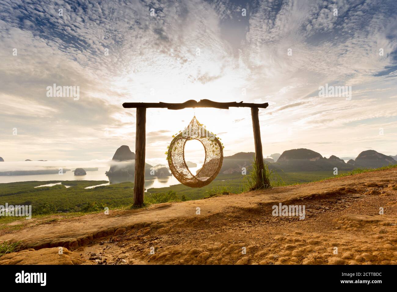 Samet Nangshe viewpoint at sunrise in Phang nga, Thailand. Stock Photo