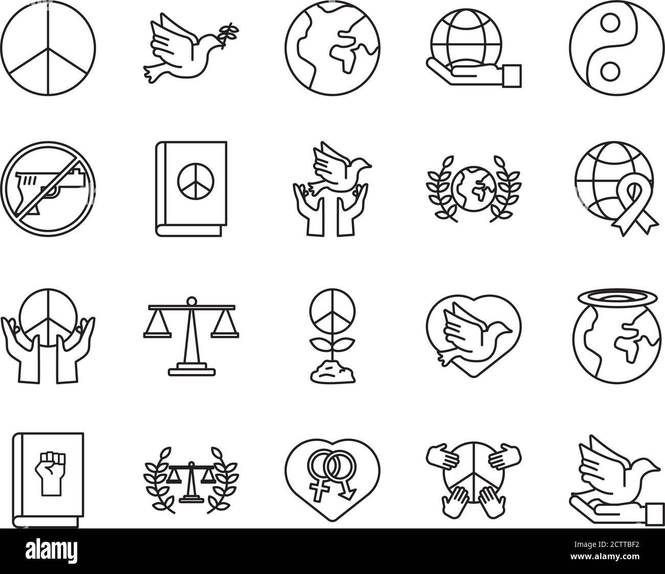 bundle of twenty human rights line style set icons vector illustration ...
