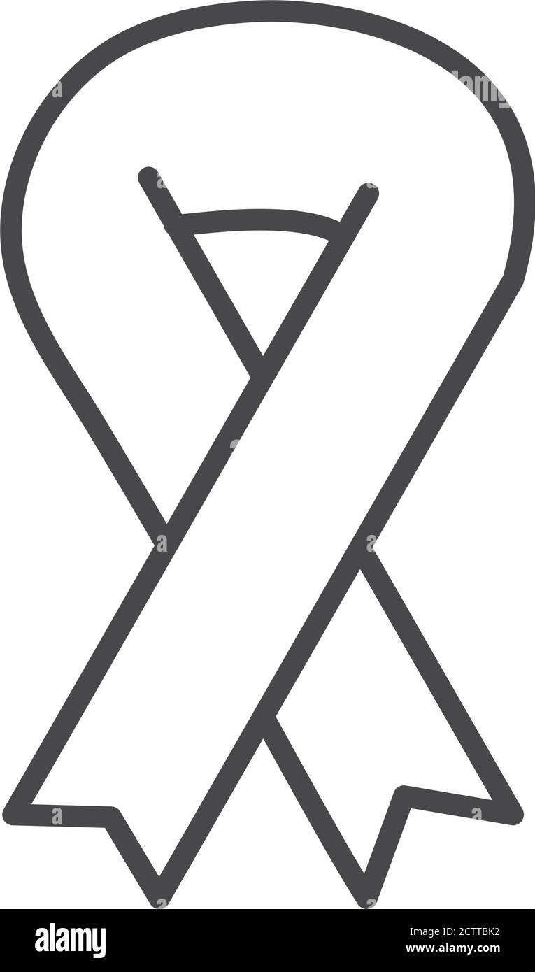 black ribbon awareness symbol vector illustration line icon style Stock