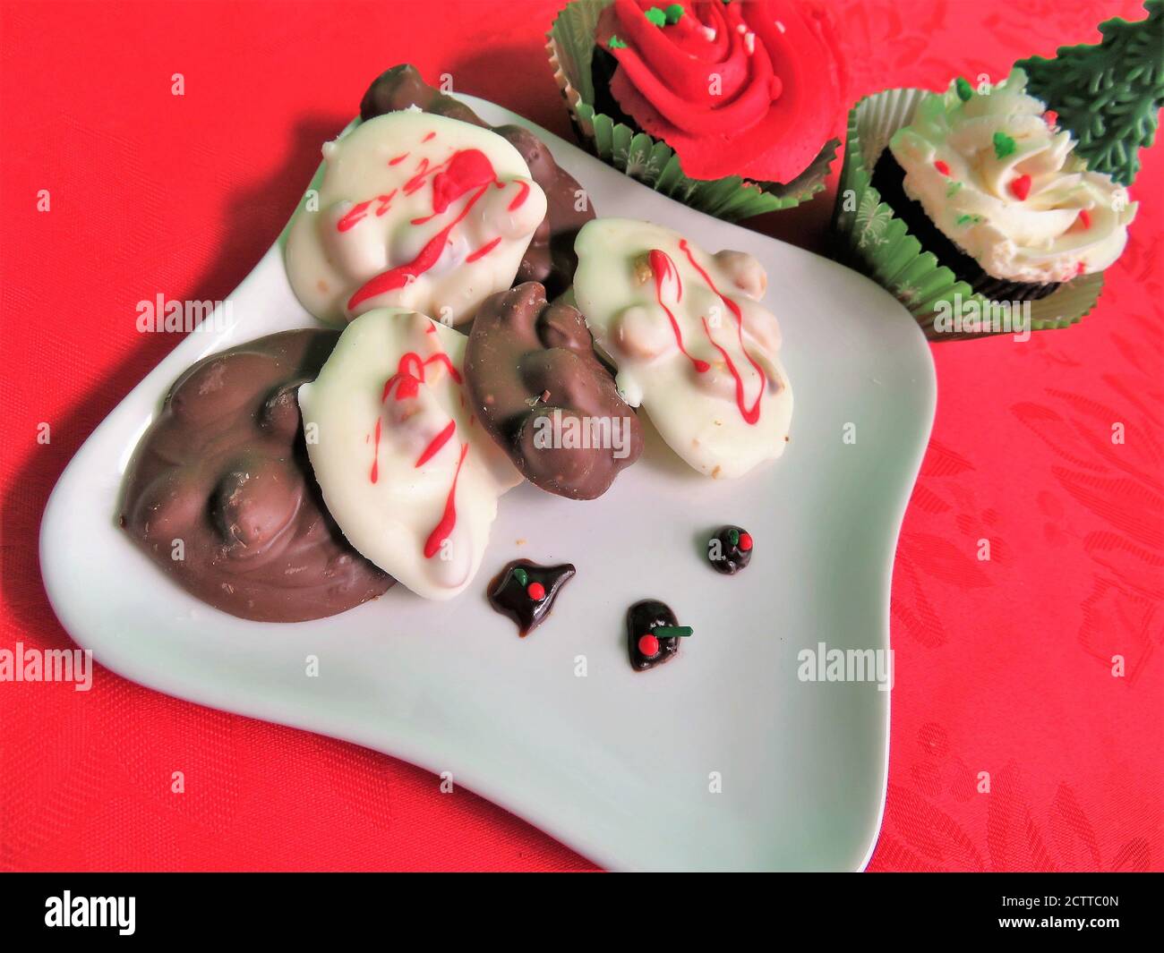 Chocolate covered peanut candy for the Christmas holiday season Stock Photo