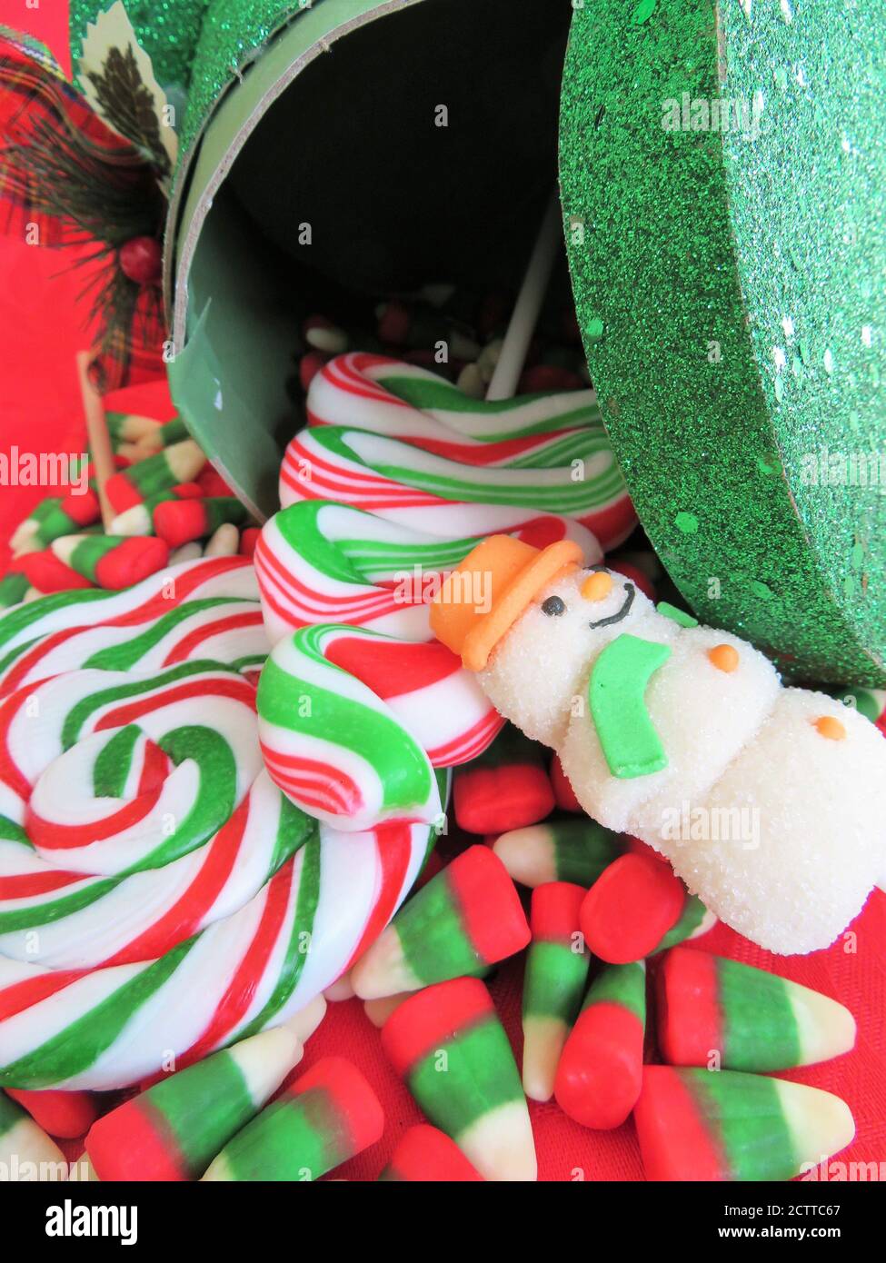 Christmas candy variety in red, white, and green Stock Photo