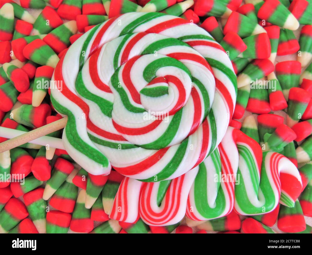 Christmas candy variety in red, white, and green Stock Photo