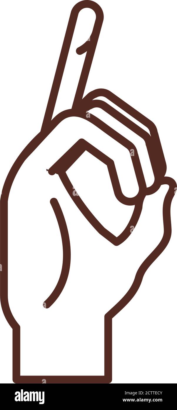 sign language hand gesture indicating d letter vector illustration line ...