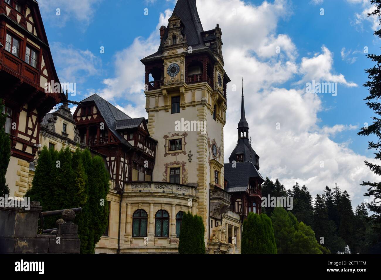 The Beautiful Peles Castle, Sinaia, Prahova, Romania Stock Photo