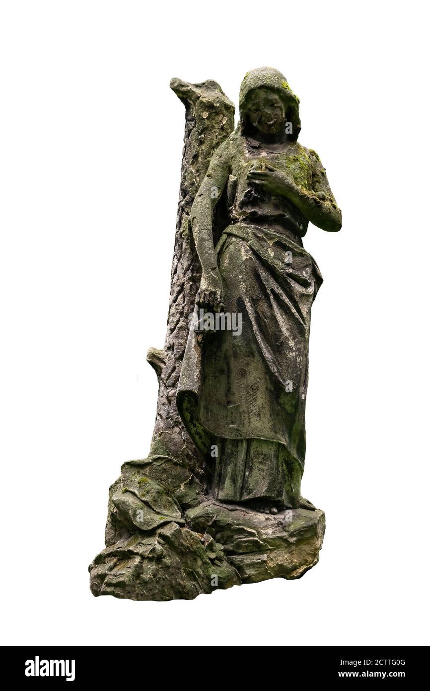 Statue of a young angel isolated on white Stock Photo