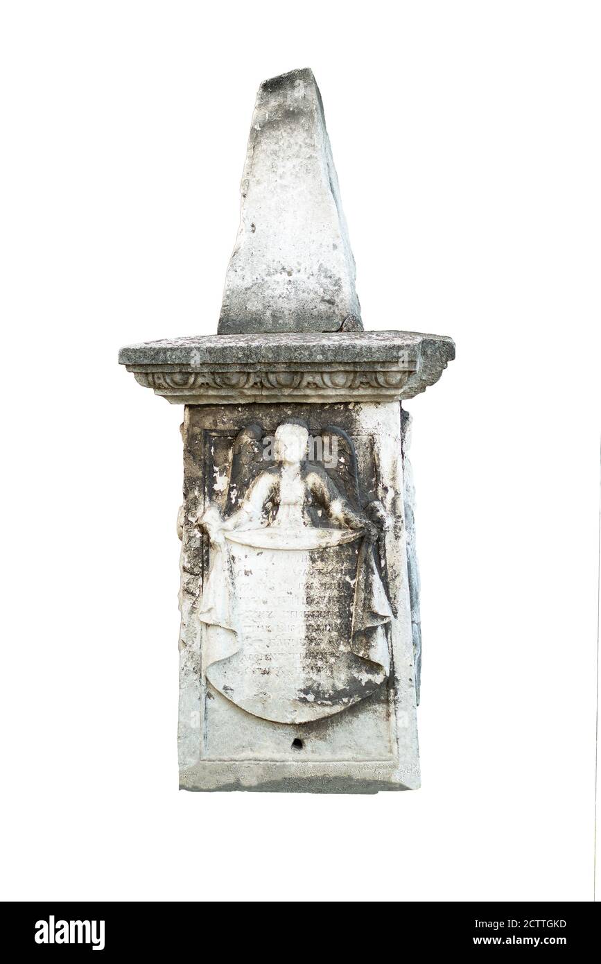 Old christian gravestone isolated on white background Stock Photo - Alamy